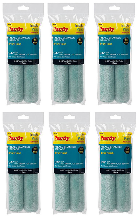 Genuine Purdy 6 Sets of Parrot Jumbo Mini 6-1/2" x 1/4" Nap 2 Pack Roller Covers 140626040-6PK