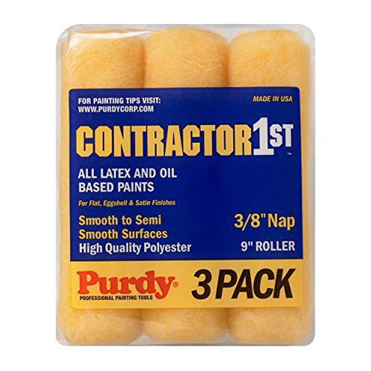 Genuine Purdy Contractor 1st 3 Multi-Pack 9" x 3/8" Nap Roller Cover 14E867000