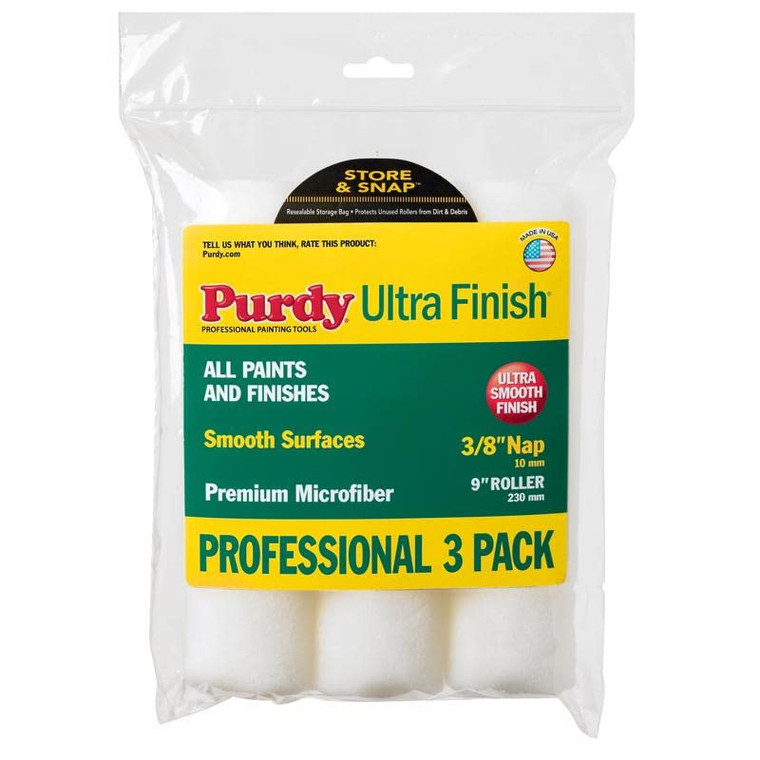 Genuine Purdy Ultra Finish 3 Multi-Pack 9" x 3/8" Nap Roller Cover 14F878000
