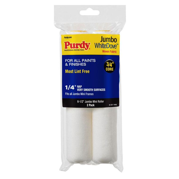 Genuine Purdy White Dove Jumbo Mini 6-1/2" x 1/4" Nap 2 Pack Roller Covers 140626010