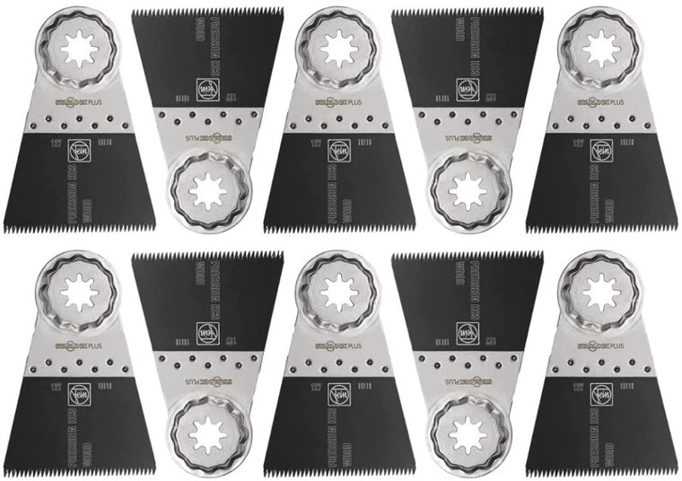 Fein StarLock Plus E-Cut Precision Reciprocating Saw Blade with Double-Row Japanese Teeth for Wood, Plasterboard and Plastic Materials - 2 1/2" x 2", 10-Pack # 63502127290