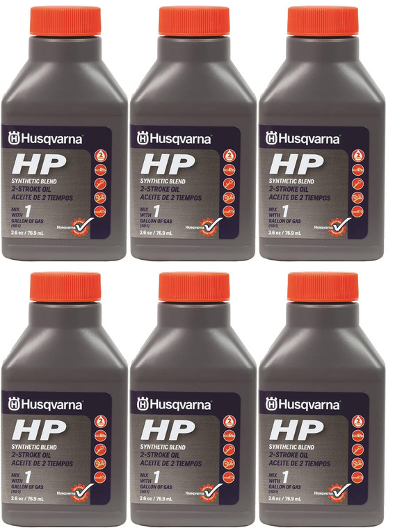 Husqvarna 6 Pack of HP 2 Stroke Oil 2.6 oz bottles For 1 Gallon Mix - 593152601-6PK