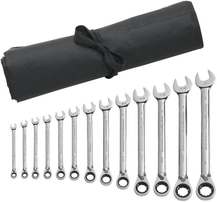 Gearwrench 13 Piece 72-Tooth 12 Point Reversible Ratcheting Combination SAE Wrench Set - 9509RN