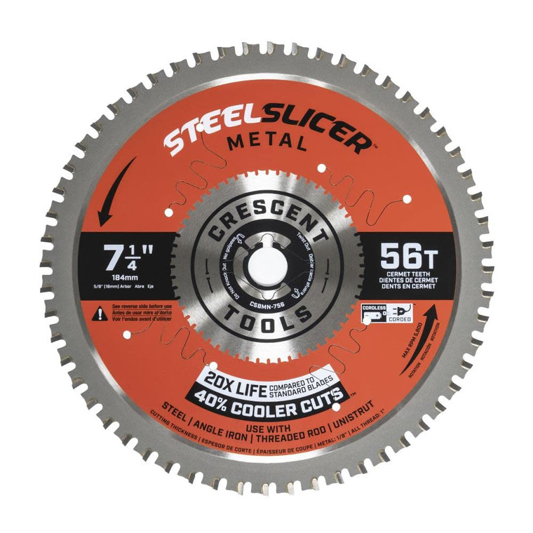 Crescent 7-1/4" x 56-Tooth SteelSlicer Thin Metal Circular Saw Blade - CSBMN-756