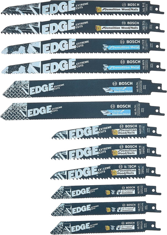 Bosch Genuine 12 pc. Edge Pro-Demo Reciprocating Saw Blade Set - 2610066827