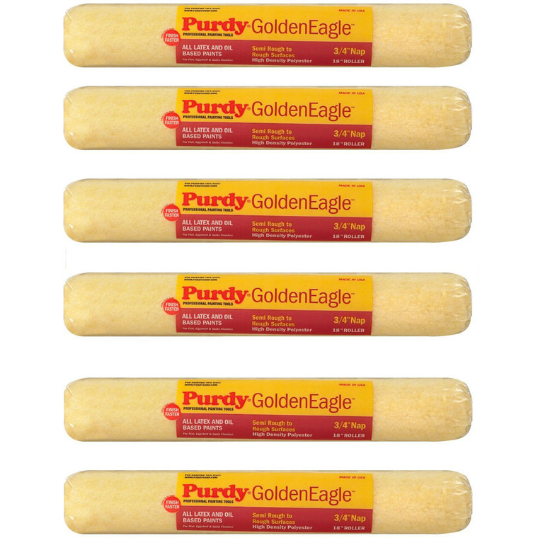 Genuine Purdy 6 Pack Golden Eagle 18" x 3/4" Nap Roller Covers 144608184-6PK