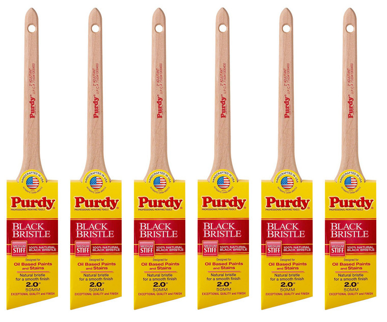 Genuine Purdy 6 Pack Black Bristle Adjutant Angular 2" Paint Brushes 144024020-6PK