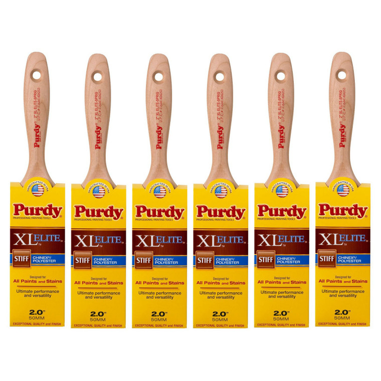 Genuine Purdy 6 Pack XL Elite Sprig Flat 2" Paint Brushes 144380520-6PK
