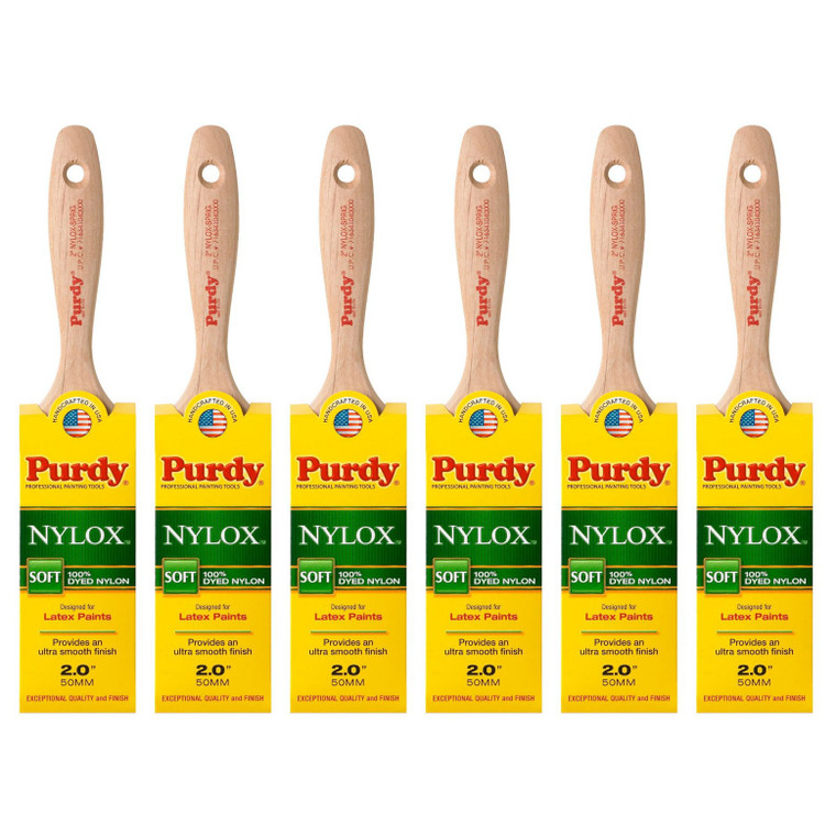Genuine Purdy 6 Pack Nylox Sprig Flat 2" Paint Brushes 144380220-6PK