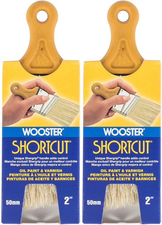 Wooster Genuine 2" Shortcut White China Bristle Angle Counter Box Paintbrush 2-Pack # Z3215-2-2PK