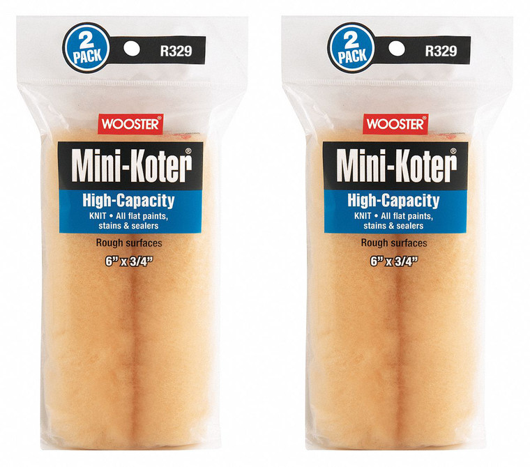 Wooster Genuine 6" Mini-Koter High-Capacity 3/4" Nap 2 Sets Of 2-Pack Roller Cover # R329-6-2PK