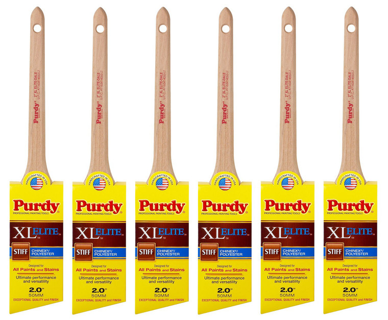 Genuine Purdy 6 Pack XL Elite Dale Angular 2" Paint Brushes 144080520-6PK