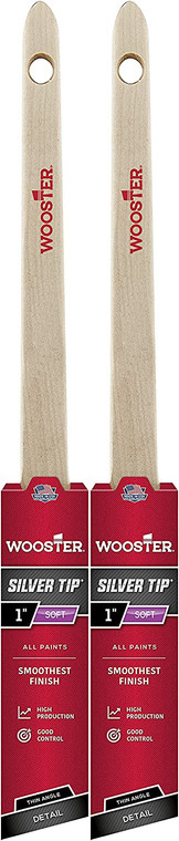 Wooster Genuine 1" Silver Tip Thin Angle Sash Paintbrush 2-Pack, 5224-1-2PK