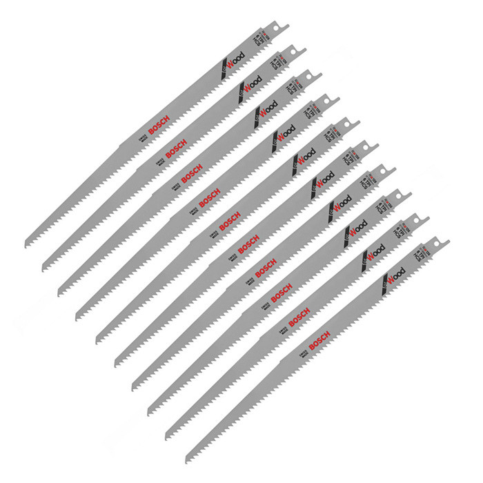 Bosch 10 Pack of 12 Inch 6 TPI Wood Reciprocating Saw Blades - RW126-10PK
