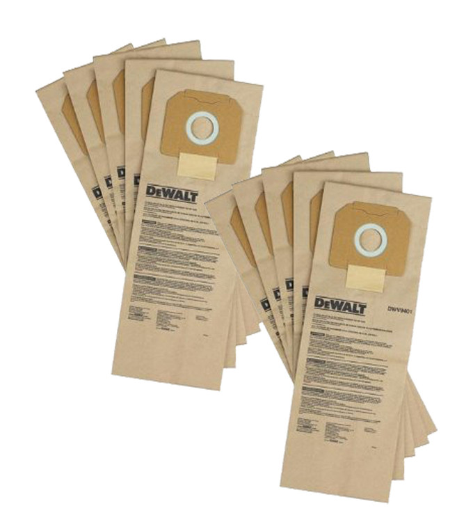 DeWalt DWV012 Dust Extractor 5 Pack 2 Pack Disposable Paper Bags - DWV9401-2PK