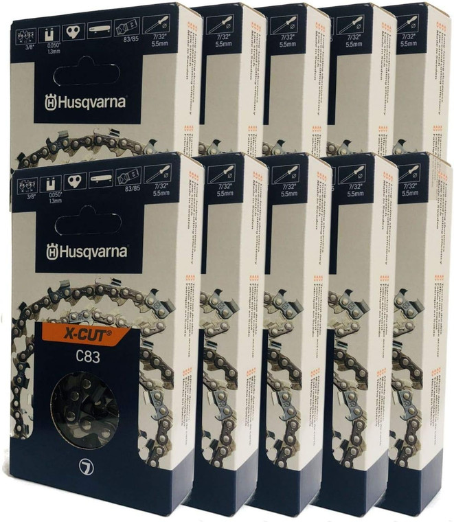 Husqvarna Genuine OEM 10 Pack 24" X-CUT C83, 3/8" pitch, .050 gauge 84DL Chainsaw Chains - 585550084-10PK