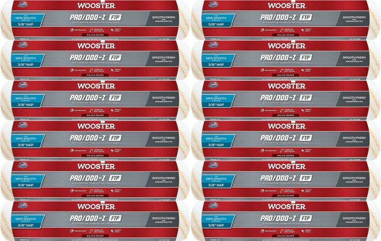 Wooster Genuine 14" Pro/Doo-Z FTP 3/8" Nap Roller Cover 12-Pack, RR666-14-12PK