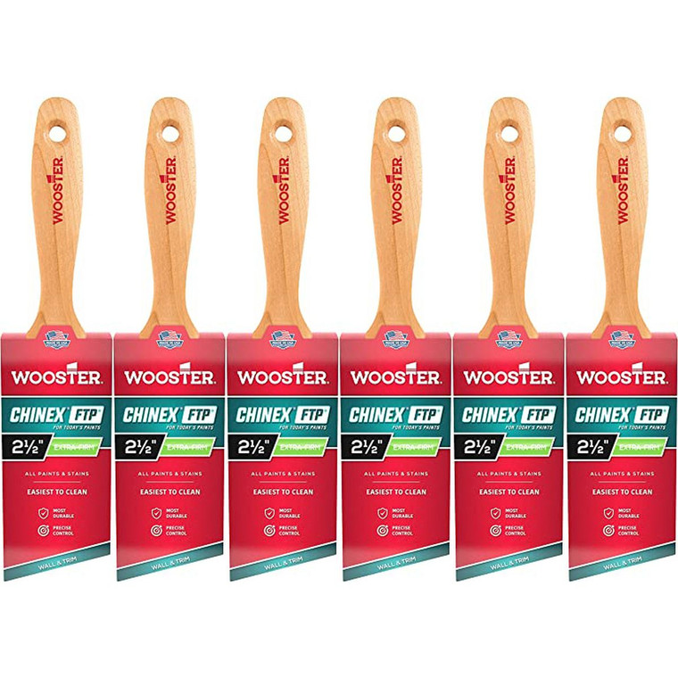 Wooster 6 Pack of 2.5" Chinex FTP Angle Paintbrush - 4415-2.5