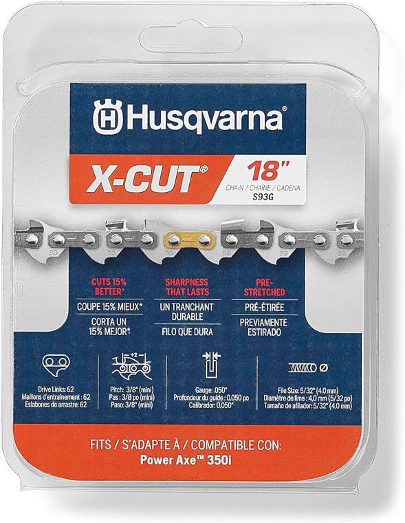 Husqvarna X-CUT S93G 3/8" Pitch .050" Gauge 62 Drive Links 18" Chainsaw Chain - 597469562