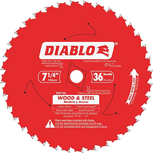 Diablo Genuine 7-1/4 in. X 36 Tooth Wood & Metal Carbide Saw Blade D0736GPX