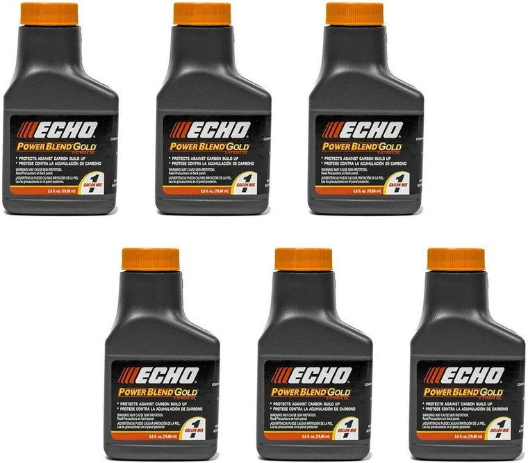 6 Pack of Echo PowerBlend Gold 2-Stroke Engine Oil 2.6 oz Bottles 50:1 Ratio Mix for 1 Gallon 6450001S-6PK