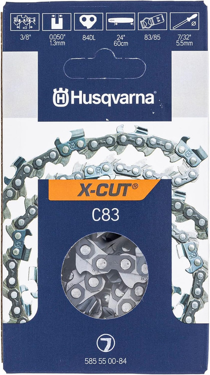 Husqvarna 24" X-CUT C83, 3/8" pitch, .050 gauge 84DL Chainsaw Chain - 585550084