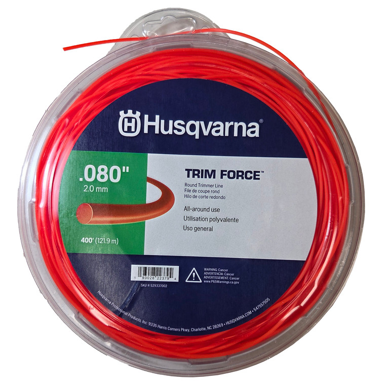 Husqvarna Trimforce 0.080 Inch, 400 Foot Spooled Round String Trimmer Line - 529337002