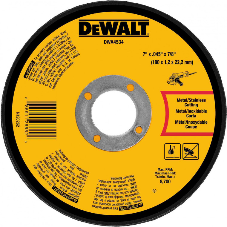 DeWalt DWA4534 T27 Metal Cut-Off Wheel, 7-Inch x .045-Inch x 7/8-Inch