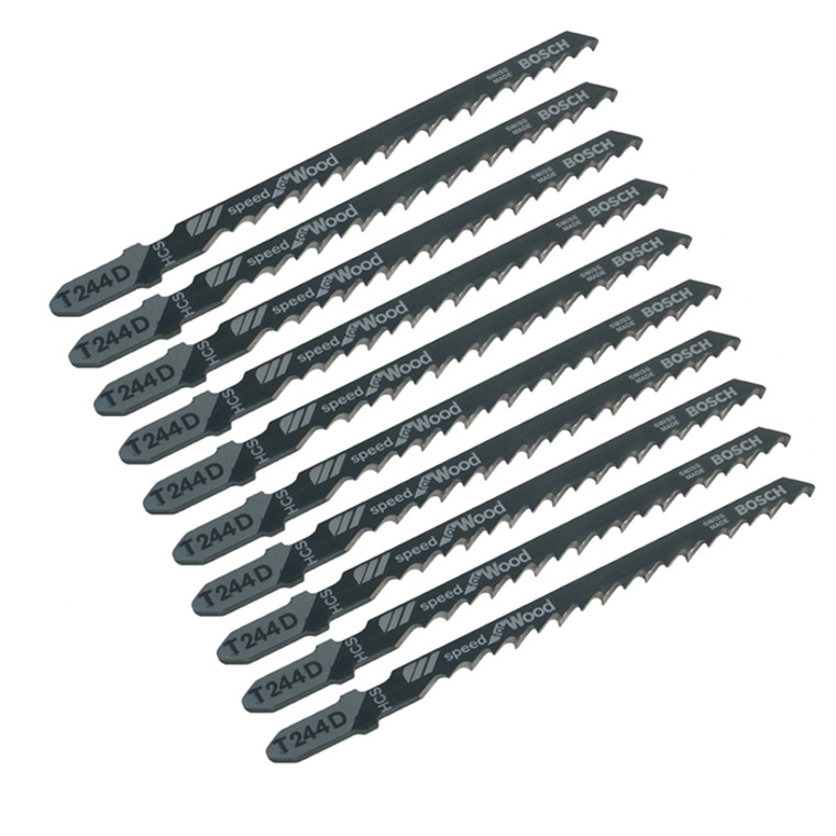 Bosch 10 Pack of 4 Inch 6 TPI T-Shank Jig Saw Blade # T244D-10PK