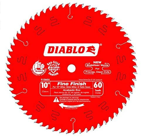 Diablo D1060X 10" x 60-Teeth Fine Finish Saw Blade for Wood