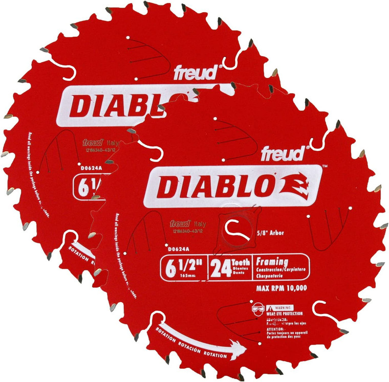 Diablo 2 Pack of Genuine 6-1/2" X 24T Framing Circular Saw Blades # D0624A-2PK