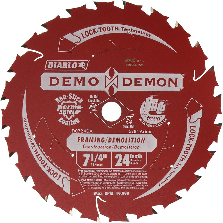 Diablo D0724DA 7-1/4" x 24-Teeth Demo Demon™ Framing/Demolition Saw Blade for Wood