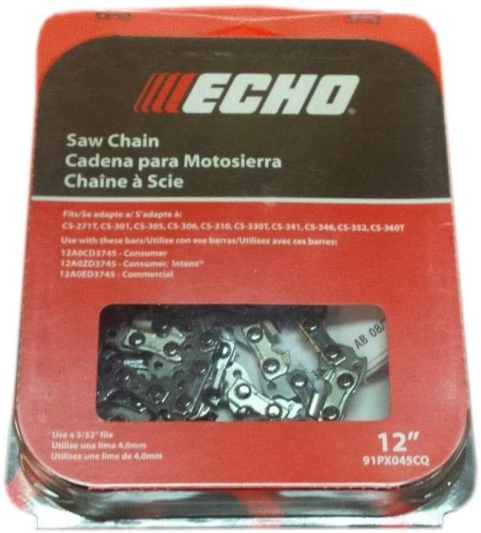 Echo Genuine 12 Inch Chainsaw Chain, .050 Gauge  3/8" Pitch 45 Drive Links - 91PX45CQ