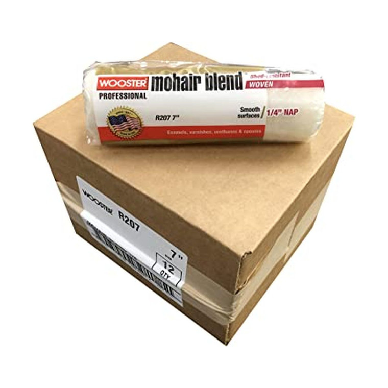 Wooster Genuine 7" Mohair Blend 1/4" Nap Roller Cover 12-Pack, R207-7-12PK