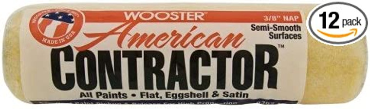 Wooster Genuine 9" American Contractor 3/4" Nap 12-Pack Roller Cover # R364-9-12PK