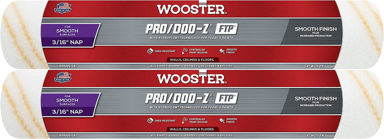 Wooster Genuine 14" Pro/Doo-Z FTP 3/16" Nap Roller Cover 2-Pack, RR665-14-2PK