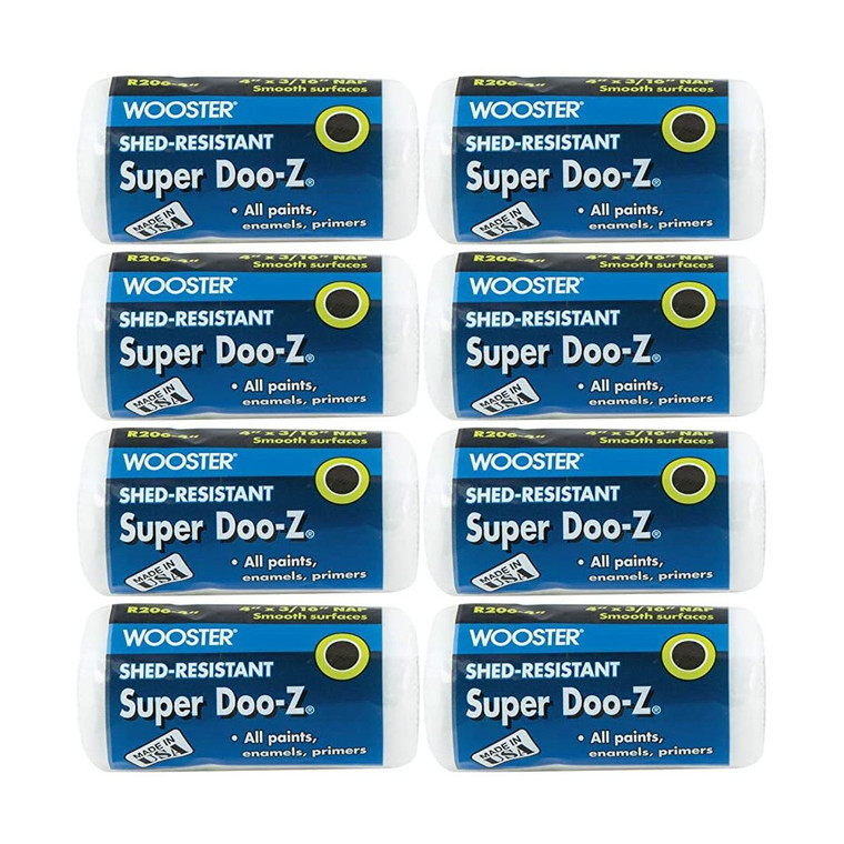 Wooster Genuine 4" Super Doo-Z 3/16" Nap Roller Cover 8-Pack, R206-4-8PK