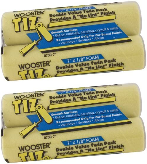 Wooster Genuine 7" Tiz 2 Sets Of 2-Pack Foam Roller Cover - R730-7-2PK