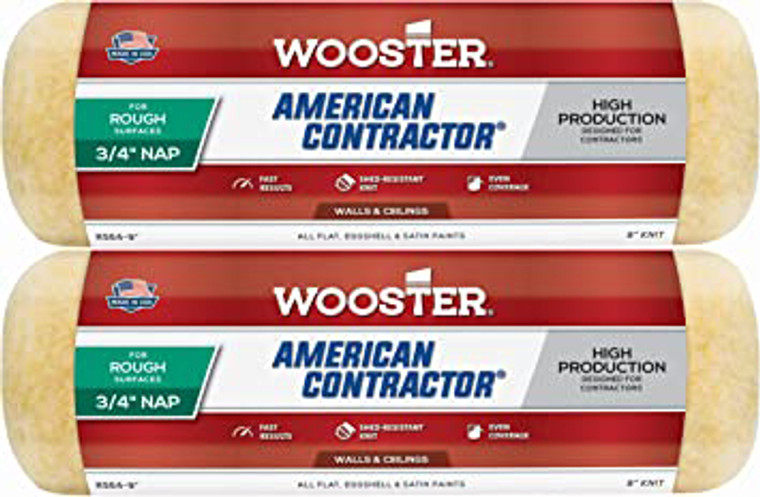 Wooster Genuine 9" American Contractor 3/4" Nap Roller Cover 2-Pack # R564-9-2PK