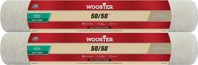 Wooster Genuine 18" 50/50 1/2" Nap Roller Cover 2-Pack, R295-18-2PK Wooster Genuine 18" 50/50 1/2" Nap Roller Cover 2-Pack, R295-18-2PK