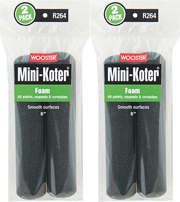 Wooster Genuine 6" Mini-Koter Foam 2 Sets Of 2-Pack Roller Cover - R264-6-2PK