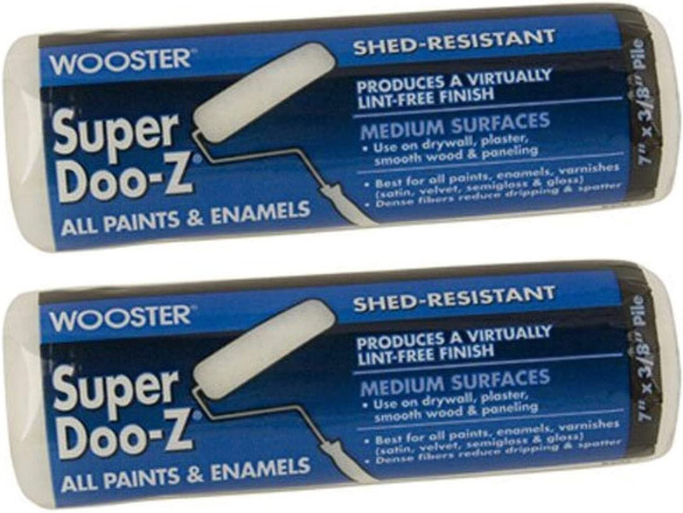Wooster Genuine 7" Super Doo-Z 3/8" Nap Roller Cover 2-Pack, R205-7-2PK