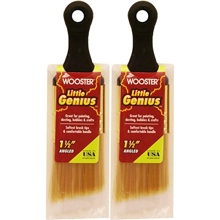 Wooster Genuine 1.5" Little Genius Short Handle Angle Paintbrush 2-Pack # Q3222-1.5-2PK