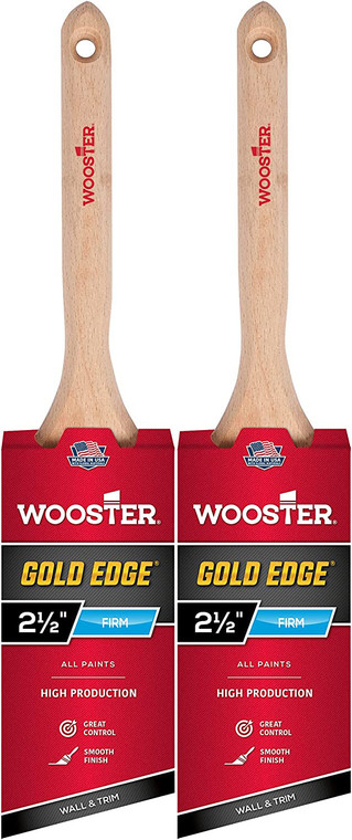Wooster Genuine 2.5" Gold Edge Angle Sash Paintbrush 2-Pack, 5231-2.5-2PK