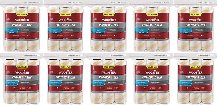 Wooster Genuine 9" Pro/Doo-Z FTP 3/8" Nap 10 Sets Of 3-Pack Roller Cover # RR663-9-10PK