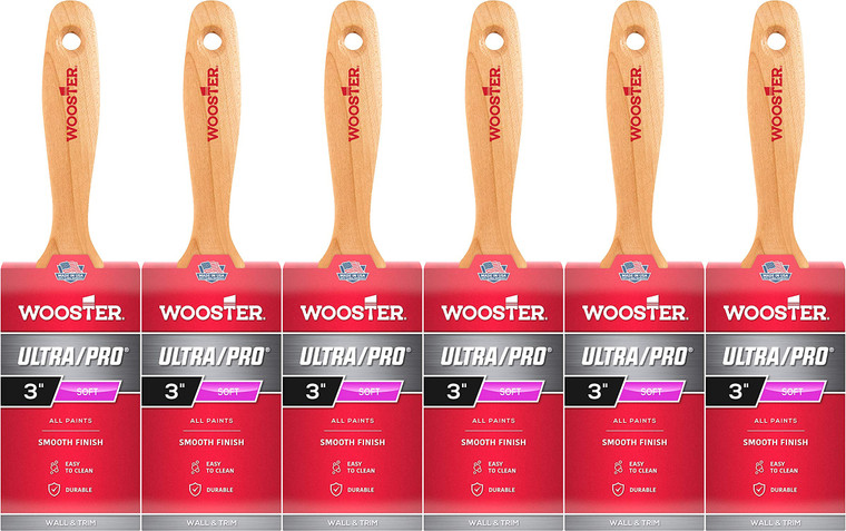 Wooster Genuine 3" Ultra/Pro Soft Flat Paintbrush 6-Pack, W4169-3-6PK