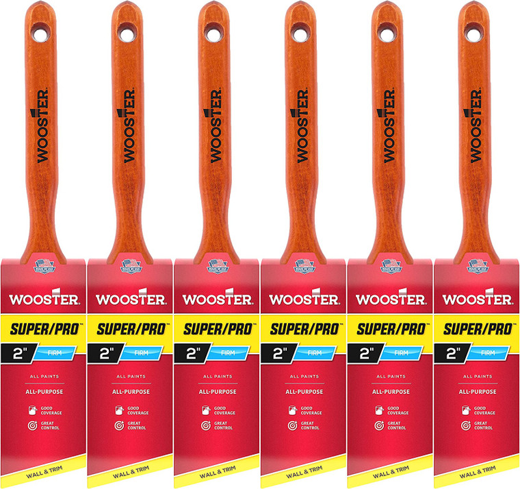 Wooster Genuine 1.5" Super/Pro Angle Sash Paintbrush 6-Pack, J4112-1.5-6PK