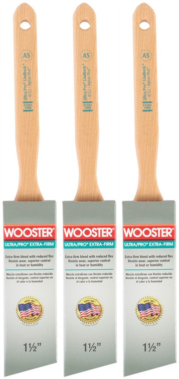 Wooster Genuine 1.5" Ultra/Pro Extra-Firm Angle Sash Paintbrush 3-Pack # W4153-1.5-3PK