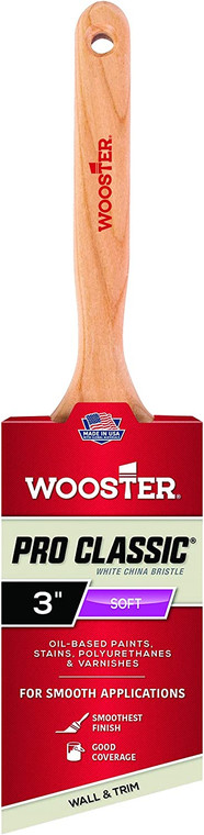 Wooster Genuine 3" Pro Classic White China Bristle Angle Sash Paintbrush # Z1222-3 - view 3