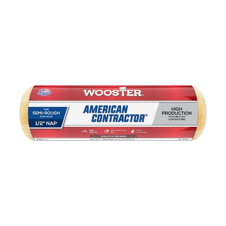 Wooster Genuine 9" American Contractor 1/2" Nap Roller Cover - R363-9